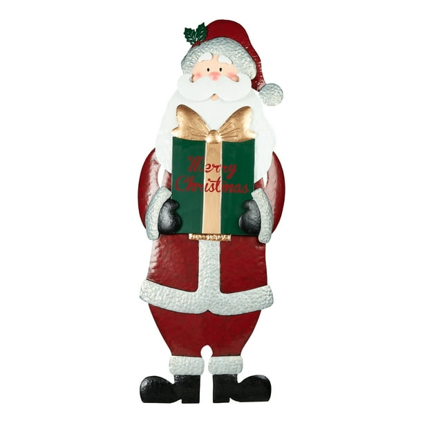 Holiday Time Large Metal Santa Stake Outdoor Christmas Decoration, 20.75" x 55"