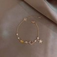 thumbnail image 4 of Sweet Star Faux Pearl Moon Beads Alloy Adjustable Chain Bracelet for Anniversary, 4 of 8