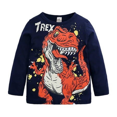 

Kids Toddler Baby Boys Dinosaur T Shirt Long Sleeve Crewneck Pullover Tee Tops Autumn Clothes