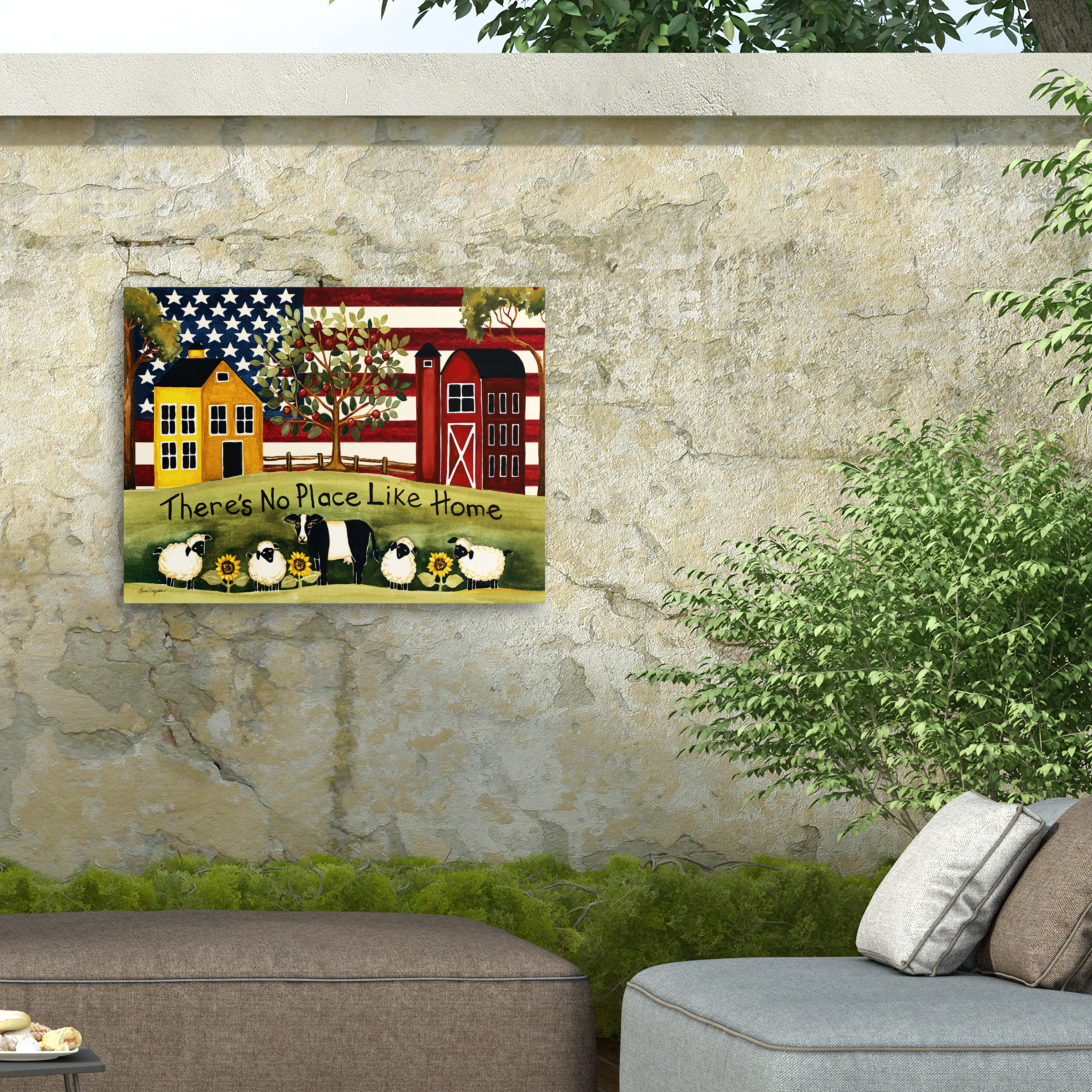 Laurie Korsgaden 'Yellow Red Homes' Outdoor Canvas 18x24