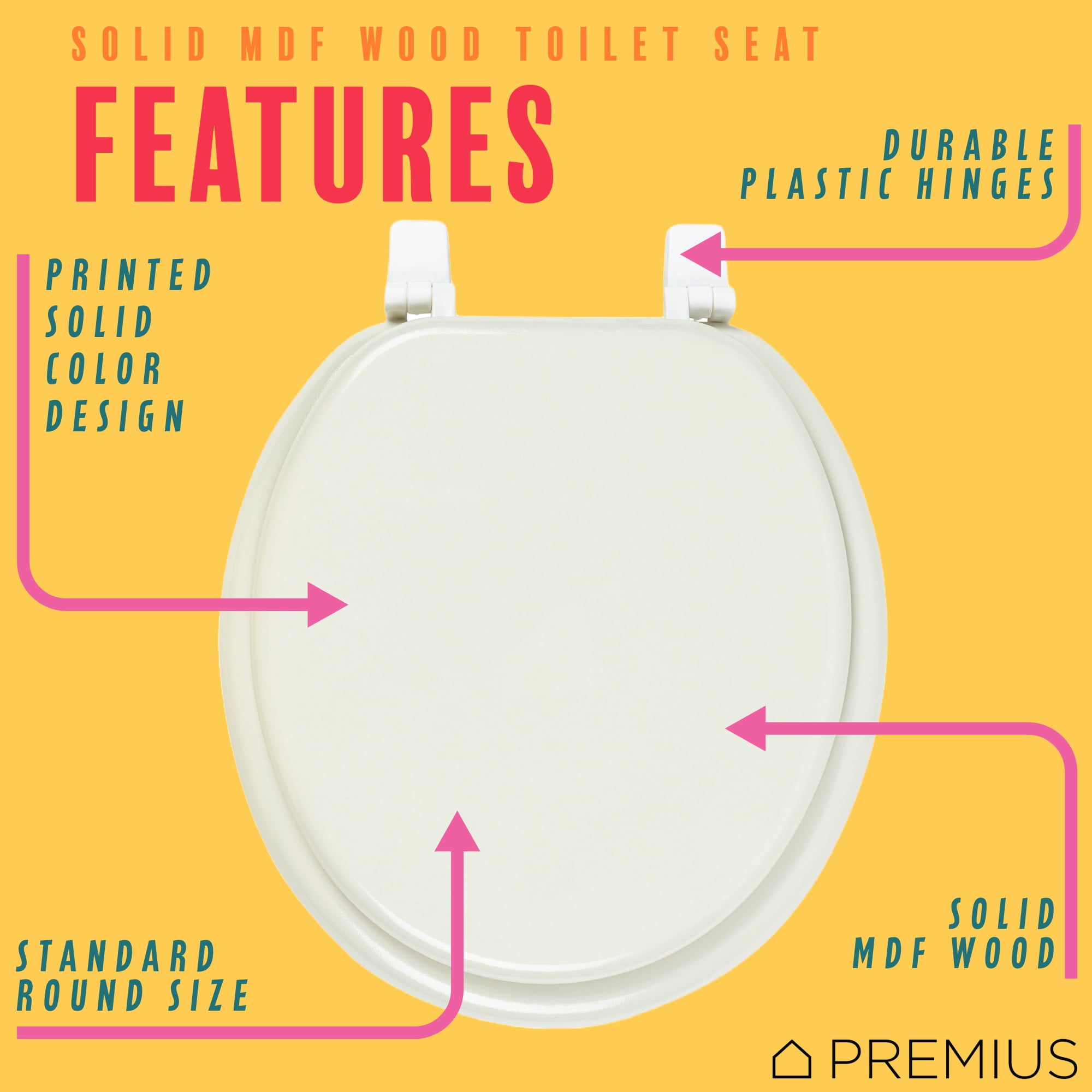 PREMIUS Wood Toilet Seat, Beige, Standard Round, 17 Inches