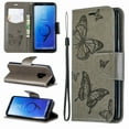 thumbnail image 4 of Allytech Galaxy S9 Case, Slim Fit PU Leather Folio Butterfly Embossed Shockproof Wrist Hand Strap Flip Cards Holder Wallet Case TPU Back Cover for Samsung Galaxy S9,Gray, 4 of 8