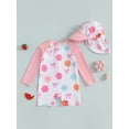 thumbnail image 6 of BemeyourBBs Toddler Baby One Piece Swimsuit with Sunhat Set Infant Girl Bathing Suit Long Sleeve Rash Guard Floral Bow Strawberry Print Half Zipper Swimwear Summer Beachwear, 6 of 9