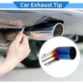 thumbnail image 2 of 1 Pc Curved Exhaust Tip 1.1" - 2.4" Inlet 2.5" Outlet 7.1" Length Tailpipe Universal Car Bolt on Stainless Steel Burnt Blue Rear, 2 of 8
