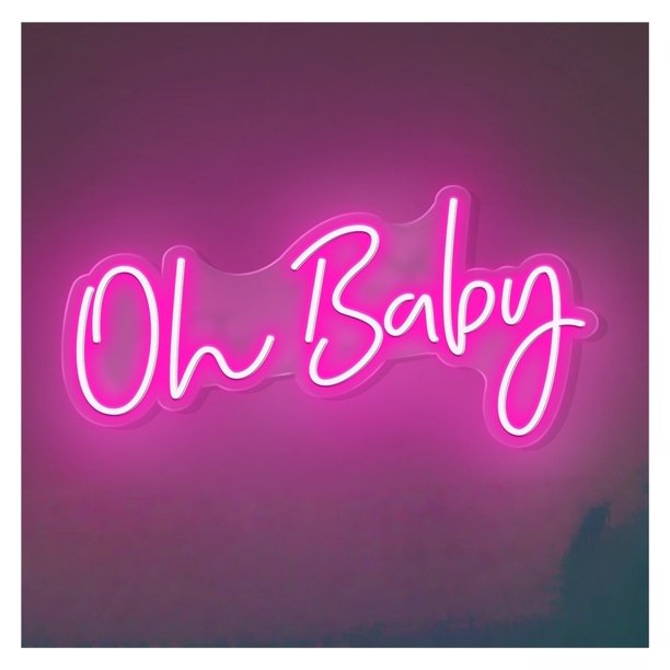 Letrero De Neón"Oh Baby" Para Decoración Pared Fiestas En Habitaciones, Dormitorios, Bares Y Salas Estar 45cm