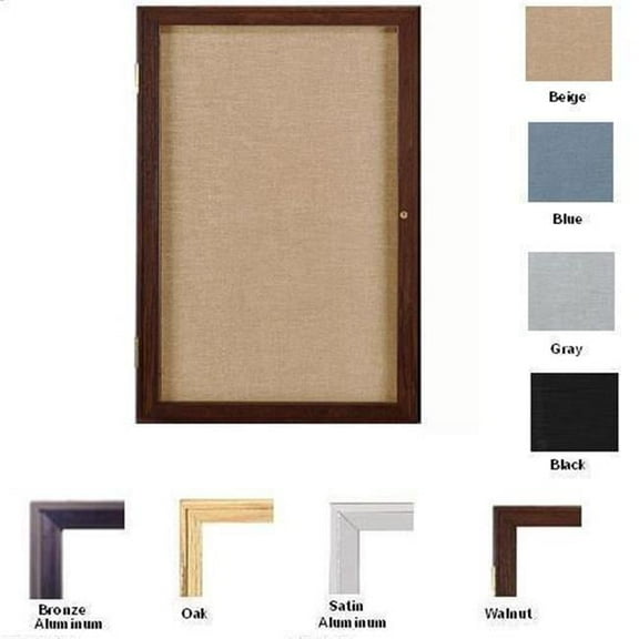 Ghent's Fabric 36" x 30" 1 Door Enclosed Bulletin Board in Beige