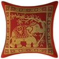thumbnail image 2 of Stylo Culture Indian Decorative Brocade Burgundy Maroon And Gold Throw Pillow Covers 12x12 Jacquard Weave Banarsi Sofa Floral Pillow Covers Elephant Floral 30x30 cm Cushion Covers (Set Of 2), 2 of 4