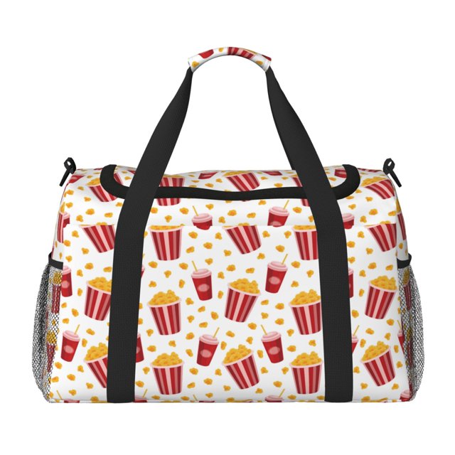 Easygdp Popcorn Bolsa de Gimnasio, Bolsa de Viaje Duffel, Bolsa de Fin de Semana con Compartimentos, Bolsa de Mano para Noche