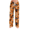 thumbnail image 3 of Womens Baggy Halloween Pajamas Pants Drawstring Lounge Joggers Spooky Print Fall 2026 Casual Sweatpants Sleepwear Loungewear Holiday Costumes,L,Yellow, 3 of 6