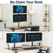 Black Dual LCD Monitor Desk Mount Stand, Stacked Vertical 2 Screens up to 34