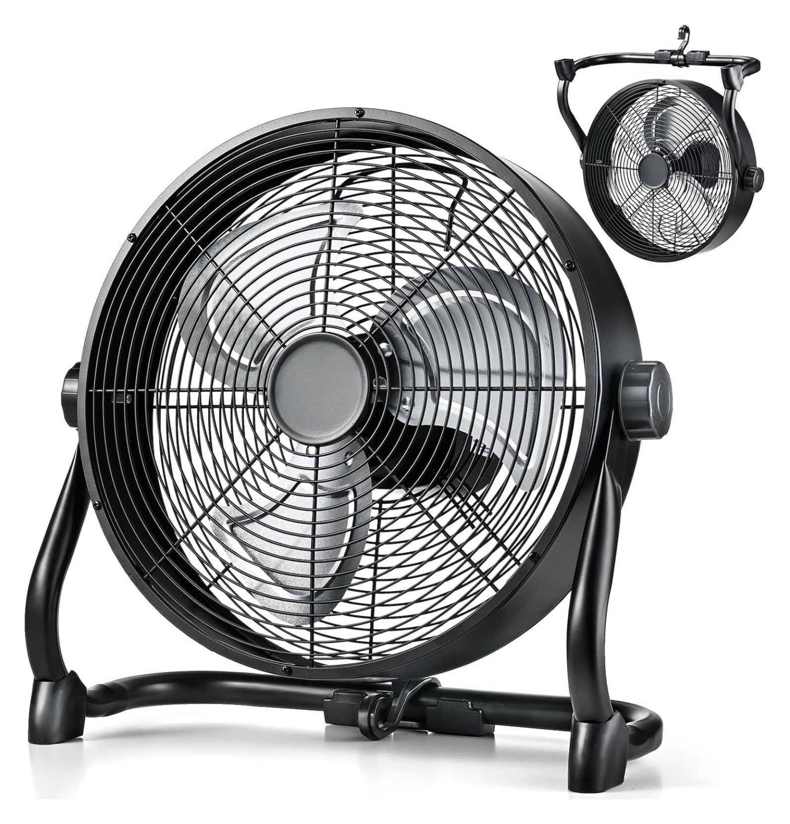 12" Battery Powered Fan, Portable Rechargeable Cordless Fan, 360 Tilt, 20H Run Time, 9 Wind Speed, High Velocity Heavy Duty Metal Floor Fan for Camping Home Warehouse