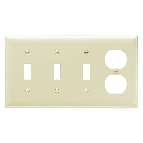 Pass ; Seymour SP38-I 4-Gang Standard-Size Combination Wallplate; Ivory