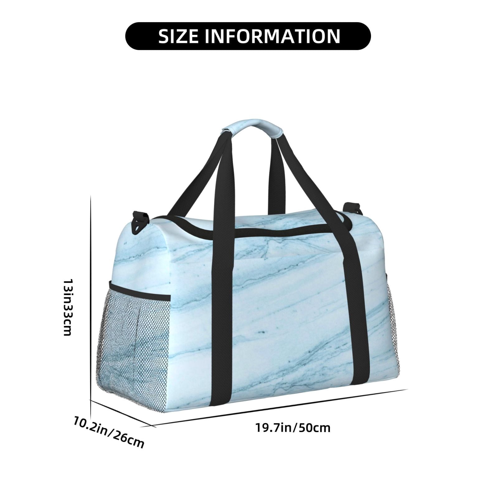 Fuzoiu Blue Marble Print Travel Duffle Bag,Carry On Tote Bags,Duffel Bag,Sport Gym Bag, Hospital Bag for Labor and Delivery, Overnight Bag,Luggage Bag