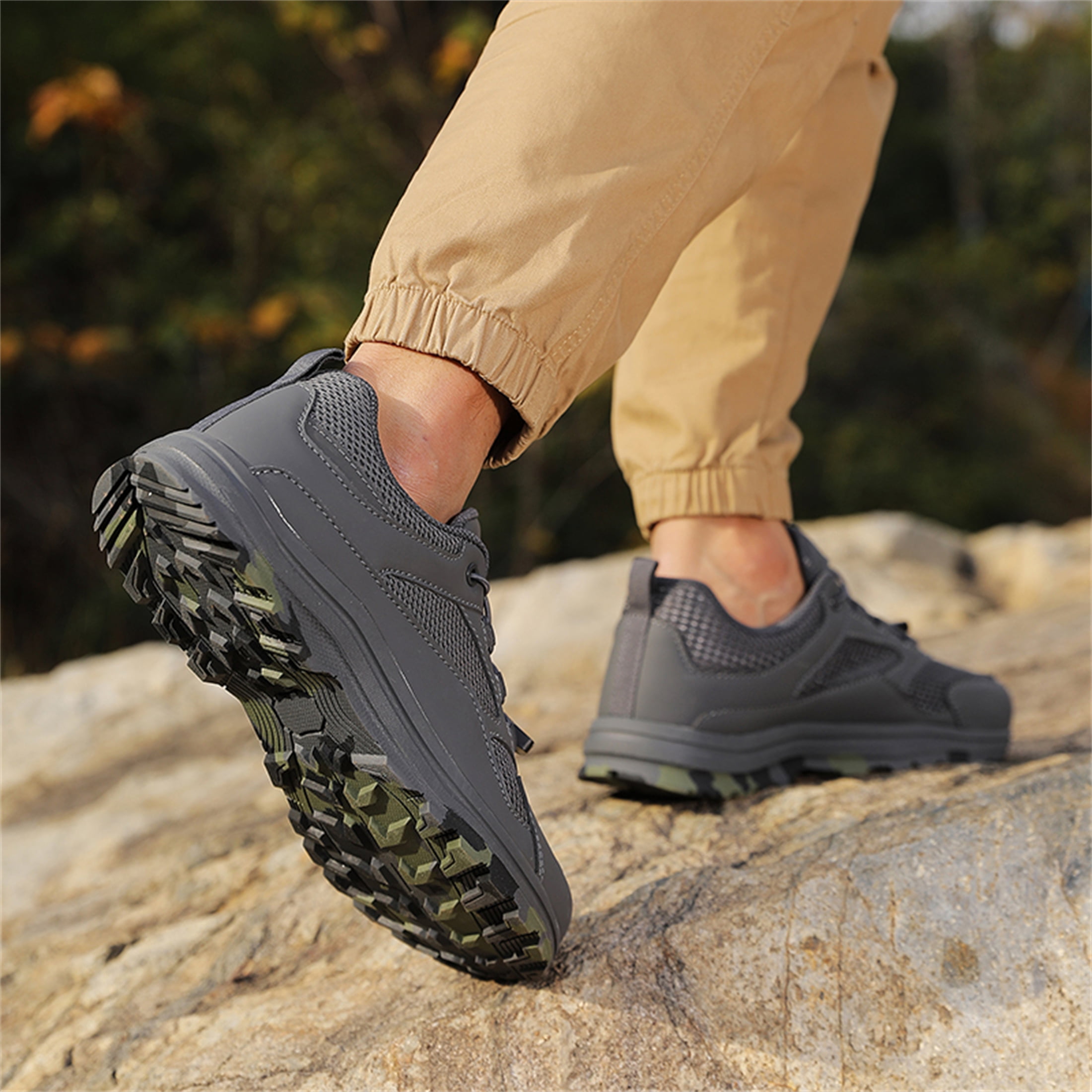 YOURDIARY Mens Lightweight Hiking Shoes Breathable Non-Slip Outdoor Trekking Shoes