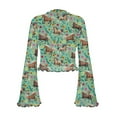 thumbnail image 7 of SCRAWLGOD Flower Horse Women Bell Sleeve Tops Size L Long Sleeve Lettuce Trim Shirts Summer Blouse Casual Flare Sleeve Blouse Suitable for Going Out Travel, 7 of 7