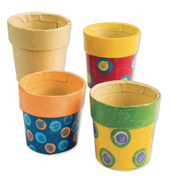 Paper Mache Mini Pots 2" x 2" (Pack of 12)