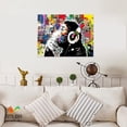 thumbnail image 4 of HFDF Large Graffiti Wall Art Colorful DJ Monkey Chimp Poster Pictures for Living Room Decor, Street Art Canvas, Modern Artwork 18x12inch Framed, 4 of 7