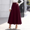 thumbnail image 2 of Wdgfv Women's Vintage High Waist Wool Blend Plaid A-Line Long Maxi Skirt with Pocket, 2 of 5