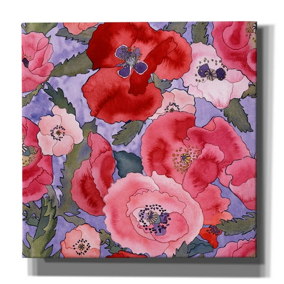 Epic Graffiti 'Poppies pattern- light' by Carissa Luminess, Canvas Wall Art, 37"x37"