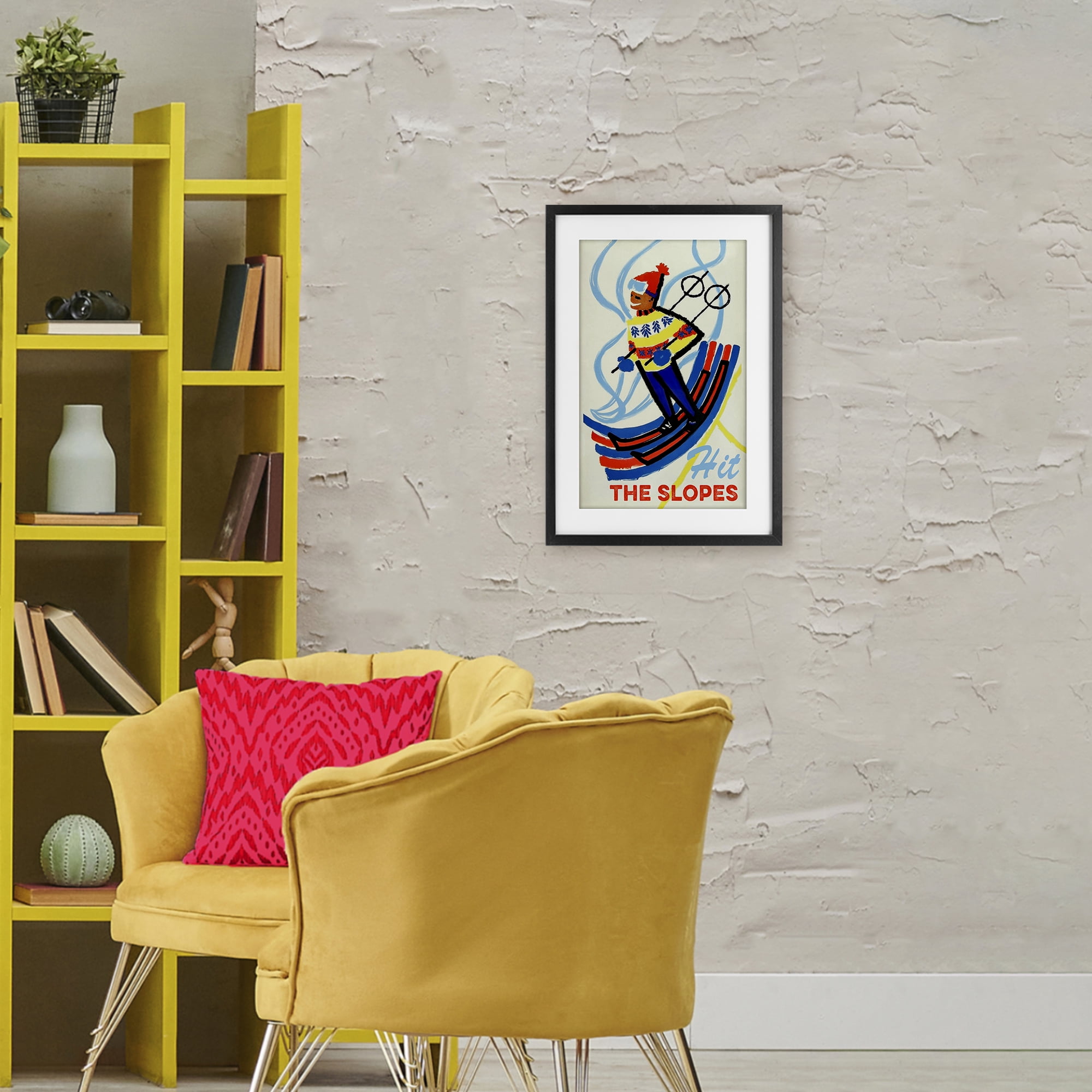 Stupell Industries Vintage Hit The Slopes Black Framed Print Under Glass, design by Grotto Studios