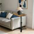 thumbnail image 6 of HDUTNGISN 360° Swivel Height Adjustable Small Drink Table for Small Spaces, Modern Accent with Solid Metal Leg（Vintage With Grooves), 6 of 8