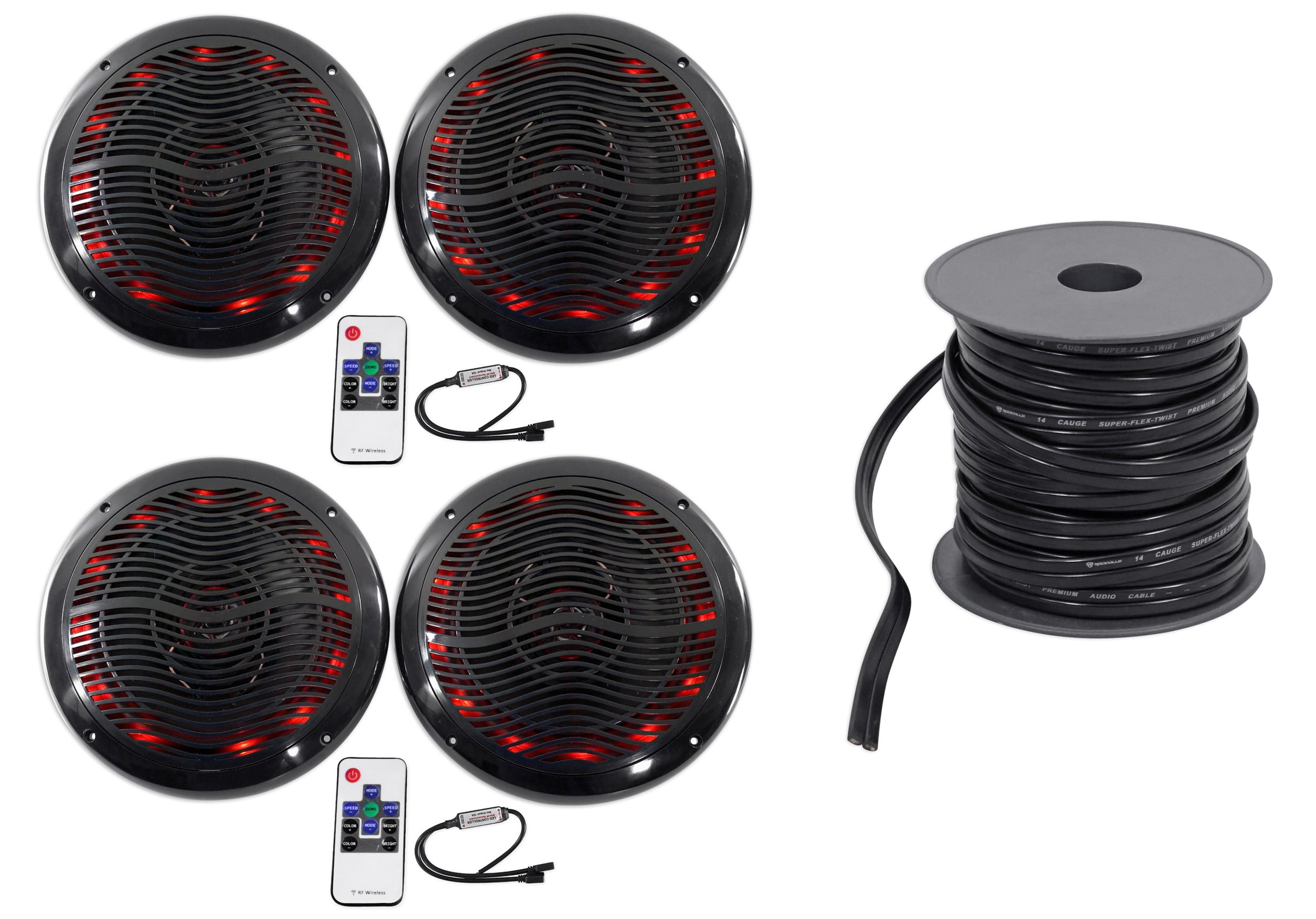 Rockville RMC65LB 6.5" 600w 2-Way Black Marine Speakers w/Multi Color LED+Remote Rockville RMC65LB 6.5" 600w 2-Way Black Marine Speakers w/Multi Color LED+Remote