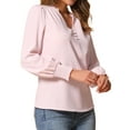 thumbnail image 4 of Allegra K V Neck Vintage Blouse for Women's Ruffle Collar Long Sleeve Casual Blouses S Pink, 4 of 6