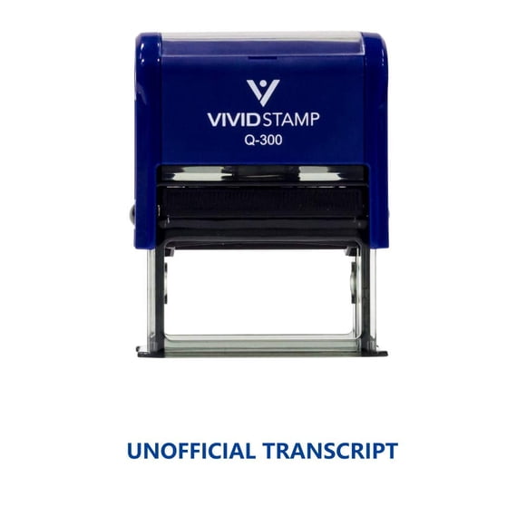 Unofficial Transcript Self Inking Rubber Stamp (Blue Ink) - Large