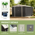 thumbnail image 3 of Patiowell 8' x 12' Metal Storage Shed for Outdoor, Steel Yard Shed with Design of Lockable Doors, Utility and Tool Storage for Garden, Backyard, Patio, Outside use, Gray., 3 of 9