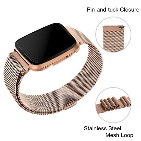 fitbit versa rose gold mesh band
