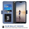 thumbnail image 2 of Huawei P20 Lite Wallet Case Huawei P20 Lite Cover Premium PU Leather Folio Flip Notebook Cover Vogue Business with Credit Slots Wallet Case for Huawei P20 Lite - Blue, 2 of 5