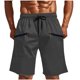 thumbnail image 1 of Pantalones Cortos para Hombre con Cremallera Bolsillos de Color Sólido Casual Multi-Bolsillo Cremallera Cordón Elástico-Cintura Carga Medio Pantalones Cortos, Poliéster, 1 of 7