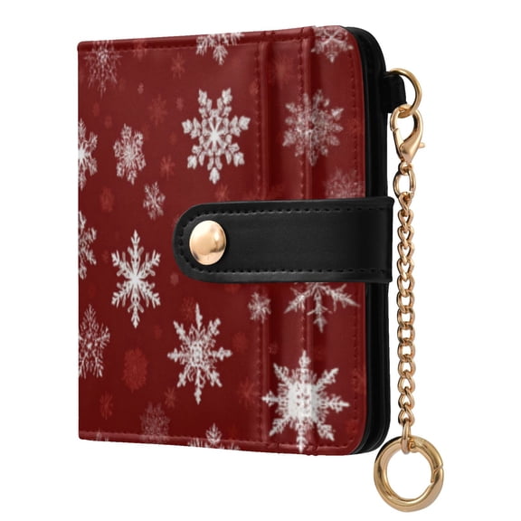 Qxltty Snowflake Pattern Ladies Wallet Rfid Slim Thin Compact Credit Card Women Wallet Zipper Coin Pocket and ID Window for Female Gifts