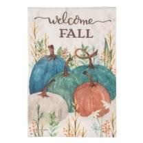 Evergreen Welcome Fall Pumpkins Burlap Garden Flag 12 x 18 Inches Indoor Outdoor Decor