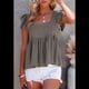thumbnail image 4 of Blusa Informal de Mujer con Cuello Cuadrado, Volantes, Mangas y Peplum, Estilo Babydoll, Sin Mangas, Gris XXXL, 4 of 9