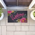 thumbnail image 4 of Lovely Pink Flower Welcome Printed Outdoor Door Mat, design by Angela Nickeas, 18"x30", 4 of 8