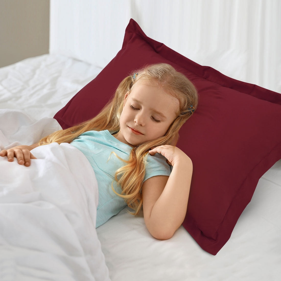 Unique Bargains 2-Pack Envelope Closure Pillow Sham King Burgundy