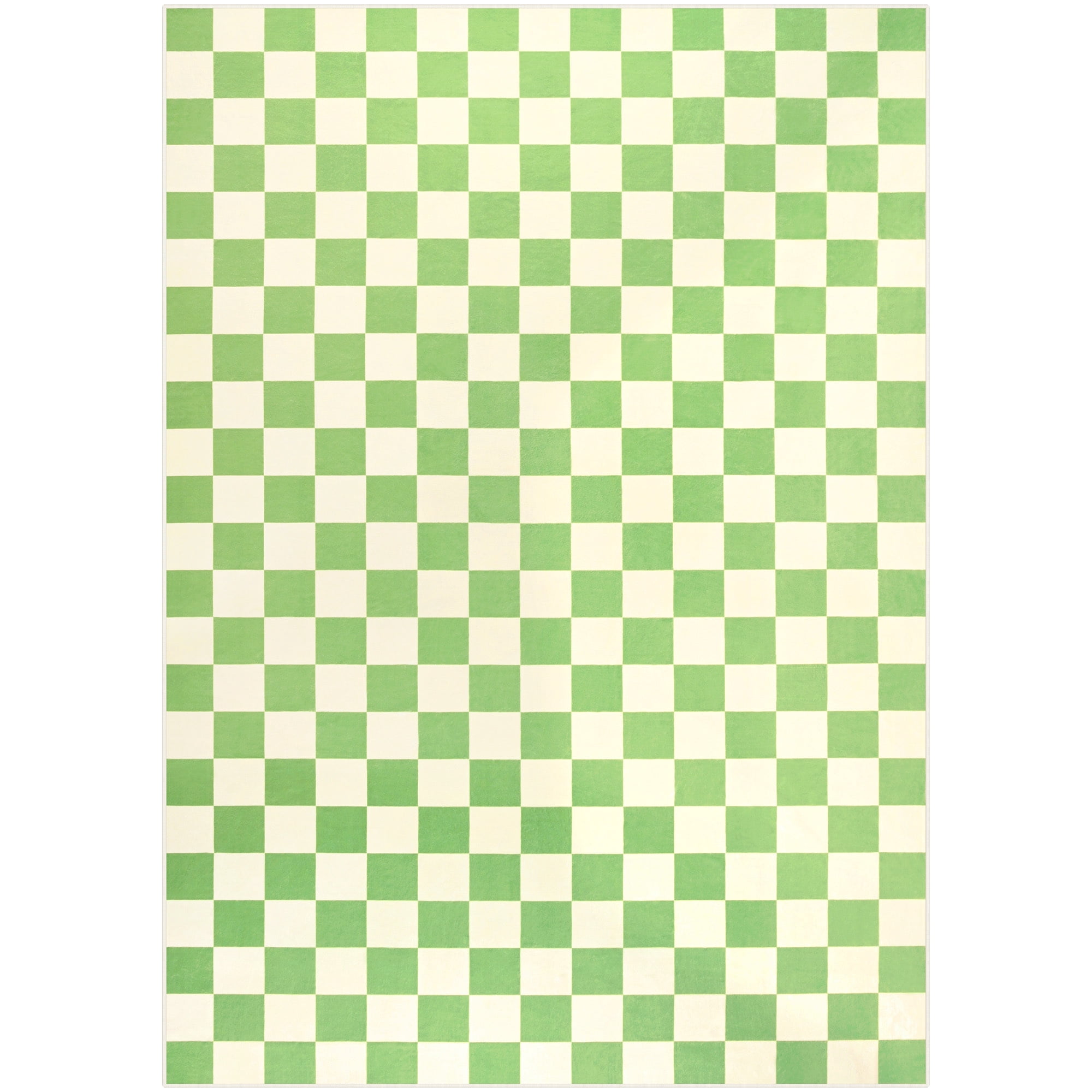 Arogan Checkered Area Rug for Living Room Bedroom Washable Rug, Green,4' x 6'