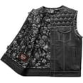 thumbnail image 4 of First Mfg Co - Hornet - Men's Motorcycle Biker Riding Black White Leather Vest - 4X Large, 4 of 5