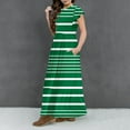 thumbnail image 7 of Spazoro Kids Girls Dresses, Round Neck Striped Short Sleeve Fashion Princess Dress for Child Girls Green Size 5-6T, 7 of 7