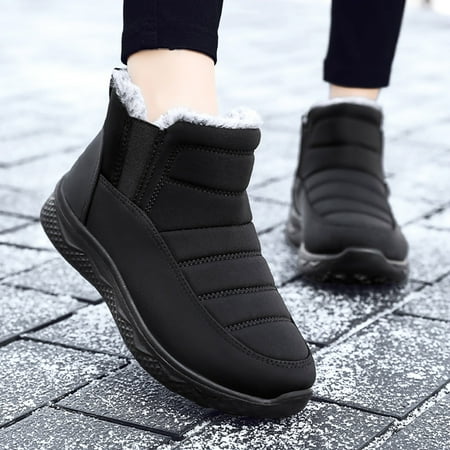 

ZMHEGW Boots For Women Winter Snow Flat Soft Non Slip Waterproof Upper High Top Plus Size h Warm Comtable Solid Color Boots Shoes