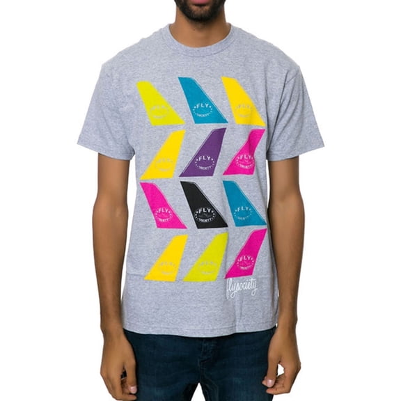 Fly Society Mens The Wingman Graphic T-Shirt, Grey, XX-Large