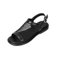 thumbnail image 3 of Domuza Women’s Comfortable Mesh Open Toe Sandals, Adjustable Buckle Ankle Strap Flat Shoes with Soft Insole for Summer and Outdoor Use Black 5.5（EU-36）, 3 of 8