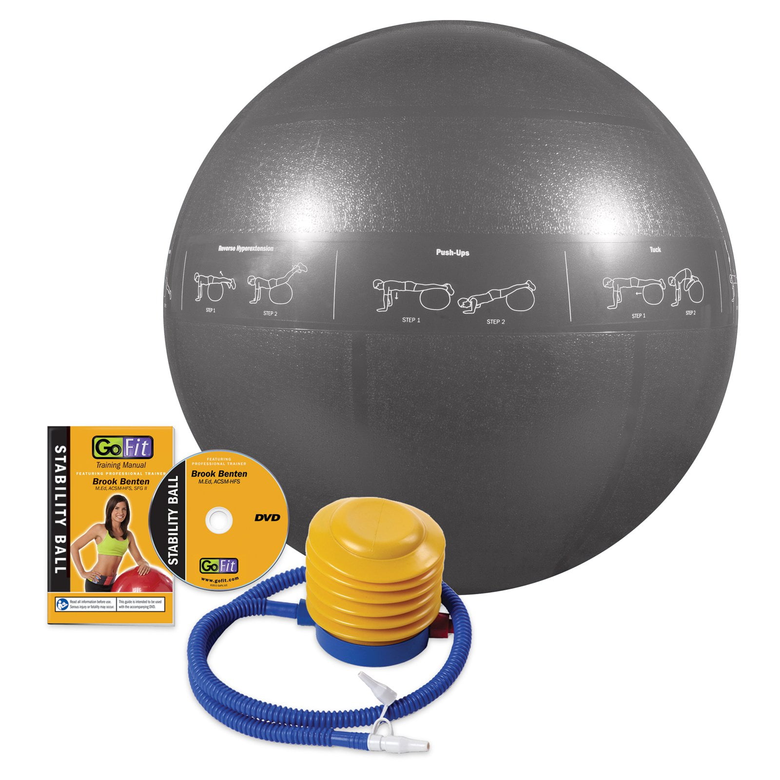 GoFit Pro Grade Stability Guide Ball with Pump (75cm; Silver), GF-75PRO