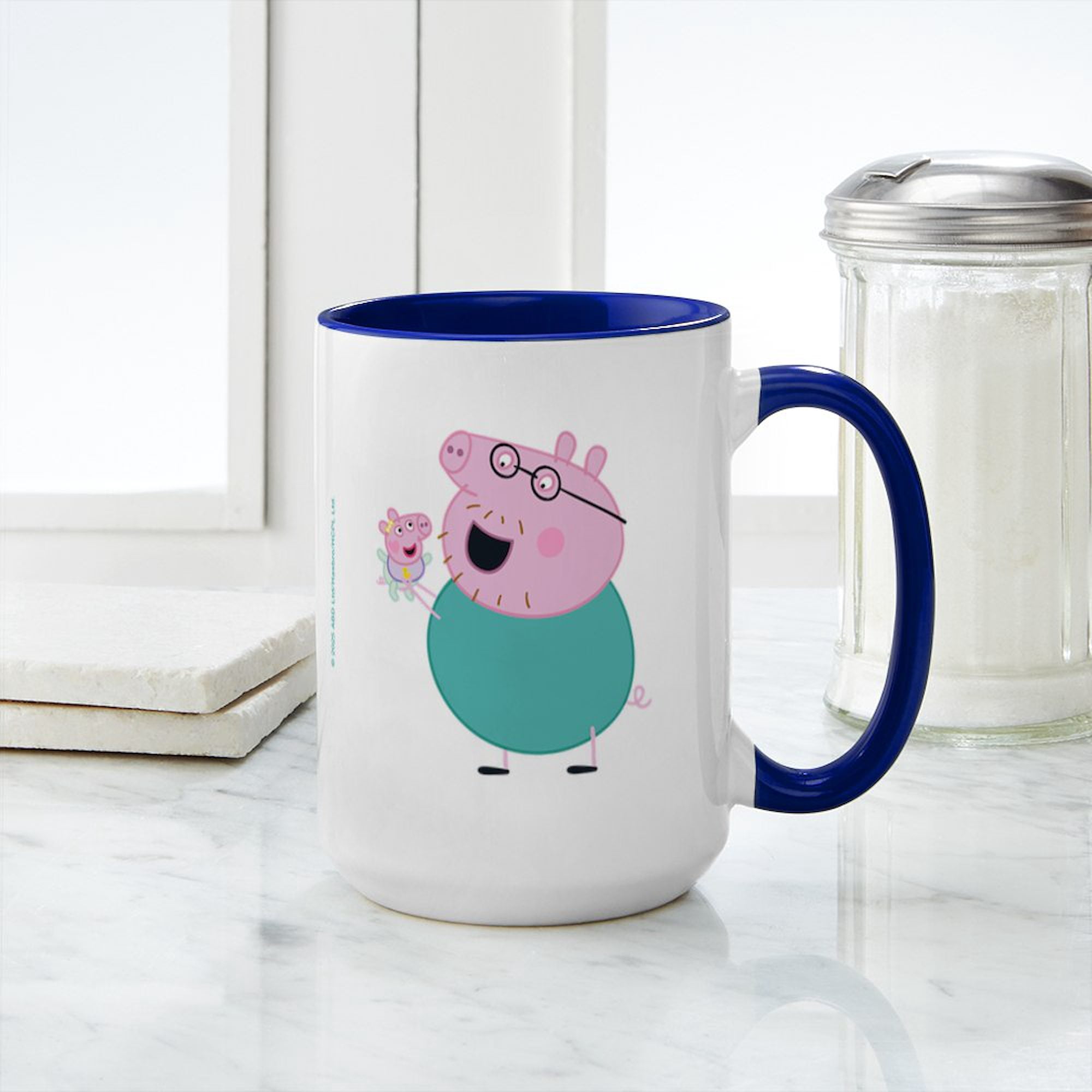 CafePress - Peppa Pig: Daddy Pig & Baby - 15 oz Ceramic Large White Novelty Mug