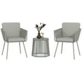thumbnail image 1 of Outsunny 3 Piece Outdoor Bistro Set, Wicker Patio Furniture, Light Grey, 1 of 10
