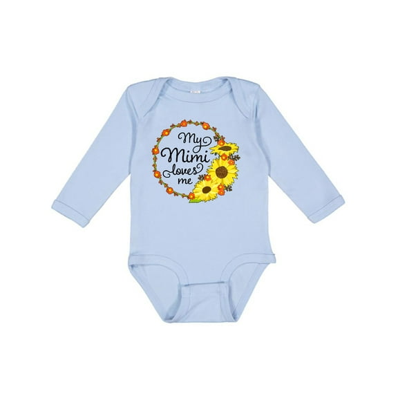 Inktastic My Mimi Loves Me with Sunflower Wreath Boys or Girls Long Sleeve Baby Bodysuit