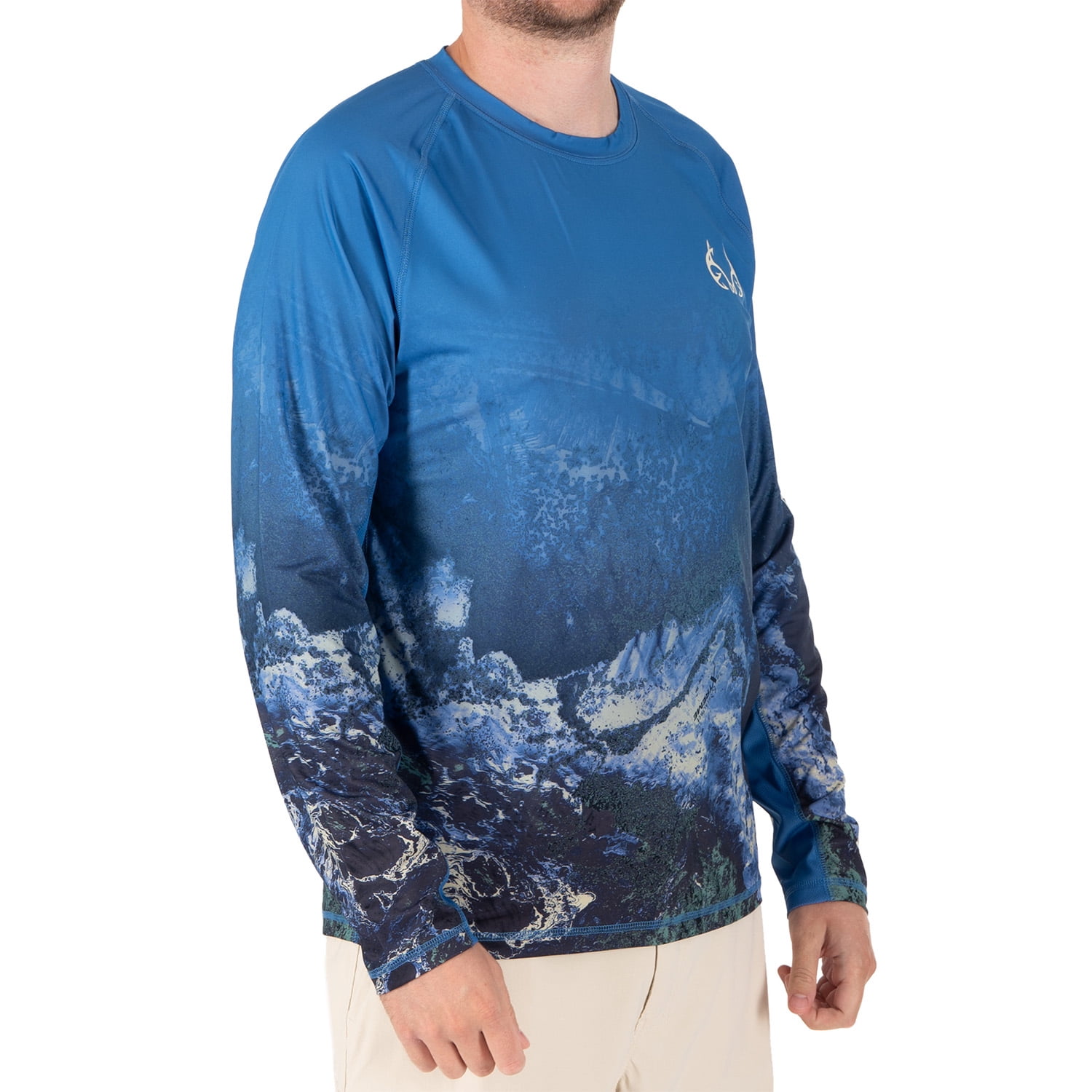 Realtree Men's Long Sleeve Performance Fishing Tee, Sapphire Blue, 2XL