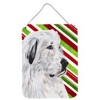 Great Pyrenees Candy Cane Christmas Wall or Door Hanging Prints