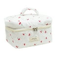 thumbnail image 2 of Quilted Floral Cosmetic Bag for Women Large Travel Toiletry Organizer Cute Stylish Handbag Purse, 2 of 7